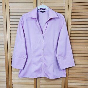 Lands End Women's No-Iron Pinpoint Oxford Flip Cuff Shirt 12